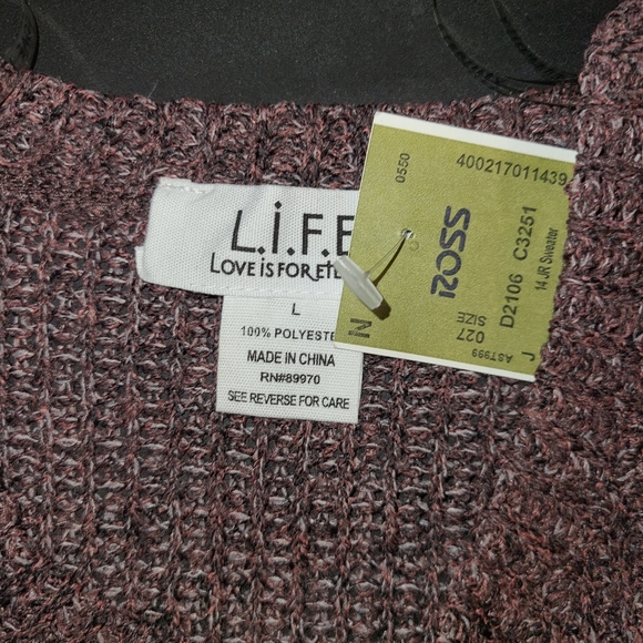 NEW LIST🍁- NWT L.I.F.E Sweater Mauve & Grey Sz L - Picture 7 of 8